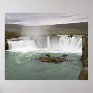 Affiche Islande. Vue sur les chutes de Godafoss sur la