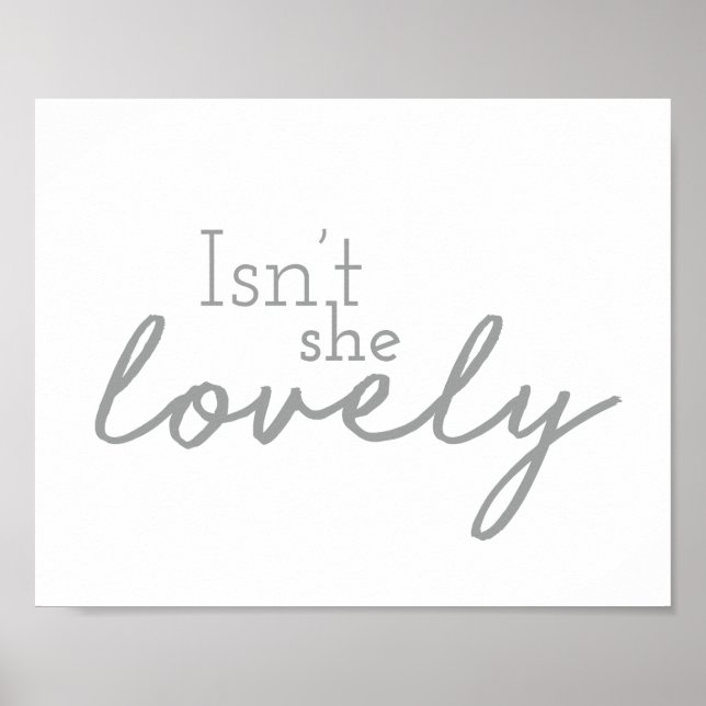 Affiche Isn’t She Lovely Drawn Font Nursery Decor Design (Devant)
