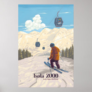 Affiche Isola 2000 Alpes-Maritimes France Station de ski