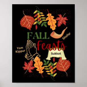 Affiche Israel Fêtes de l'automne Israël Shofar Sukkot Yom