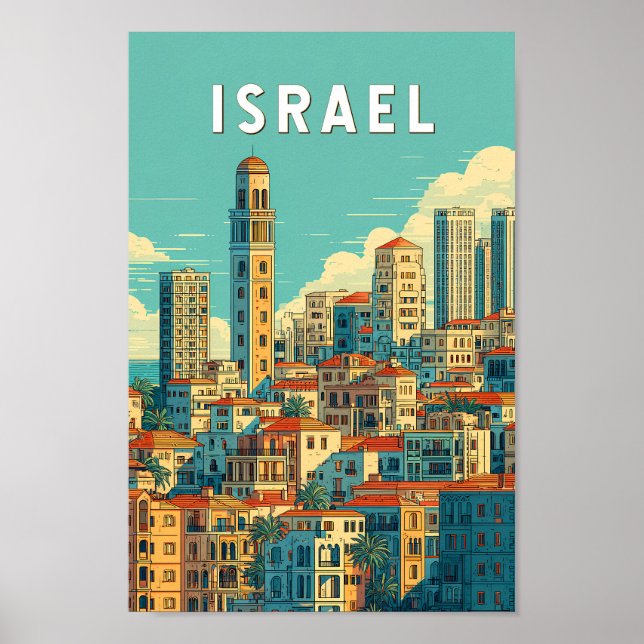 Affiche Israel Illustration Travel Art Vintage (Devant)