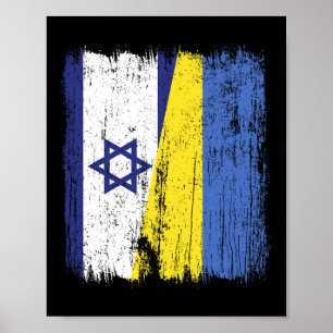 Affiche Israël Ukraine Demi-drapeau Héritage israélien ukr