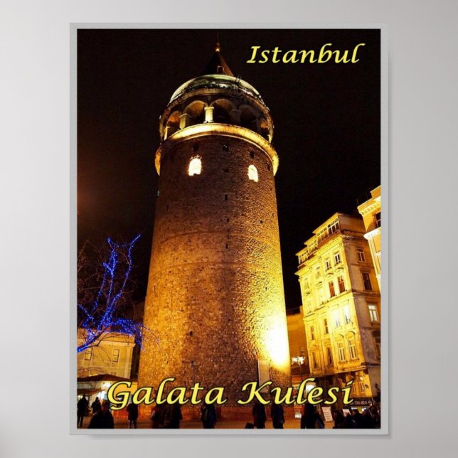 Affiche Istanbul - Galata Kulesi at Night - Turkey - (Devant)