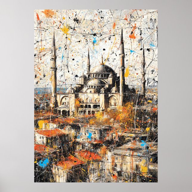 Affiche Istanbul Hagia Sophia Abstract Drip Painting (Devant)