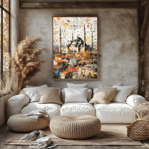 Affiche Istanbul Hagia Sophia Peinture Abstraite au Goutte