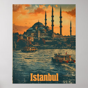 Affiche Istanbul Sunset : Carte postale Vintage