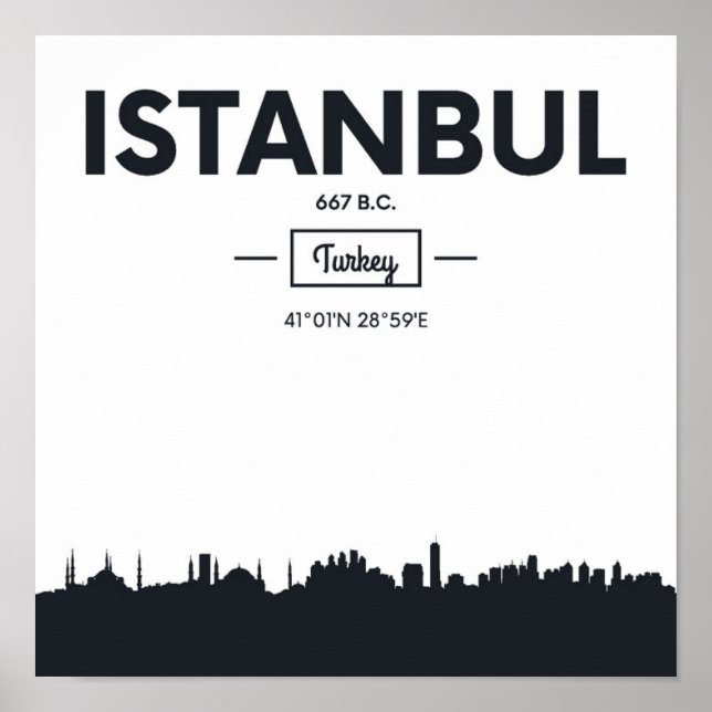 Affiche Istanbul, Turquie | Coordonnées de la ville (Devant)