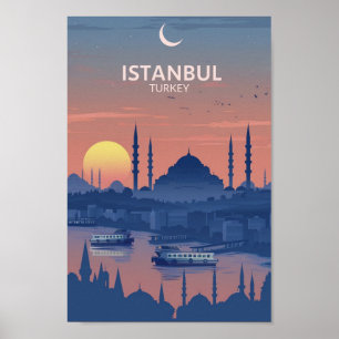 Affiche Istanbul Turquie Vintage célèbre Travel Place