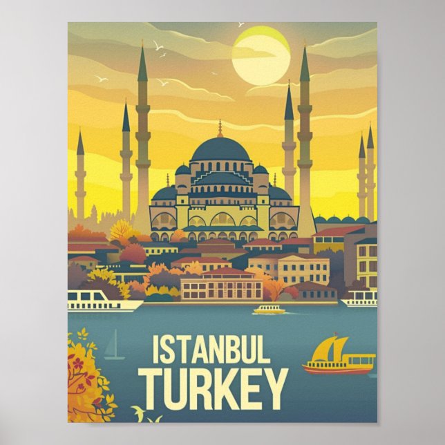 Affiche Istanbul Turquie Vintage célèbre Travel Place (Devant)