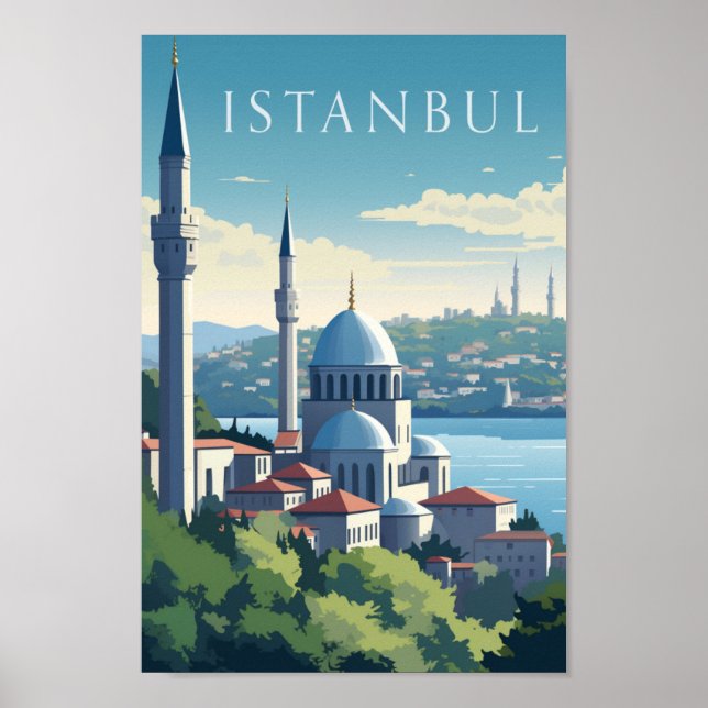 Affiche Istanbul Turquie Vintage célèbre Travel Place (Devant)