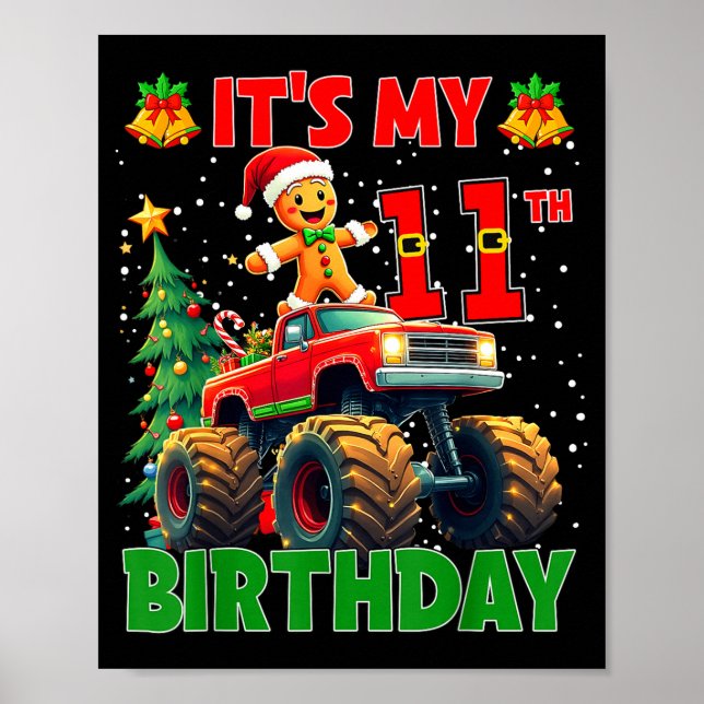 Affiche It’s My 11th Birthday Gingerbread Monster Truck Ch (Devant)