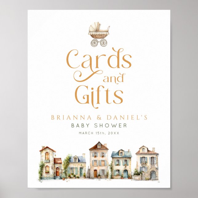 Affiche It Takes a Village Cards and Gifts Baby Shower  (Devant)