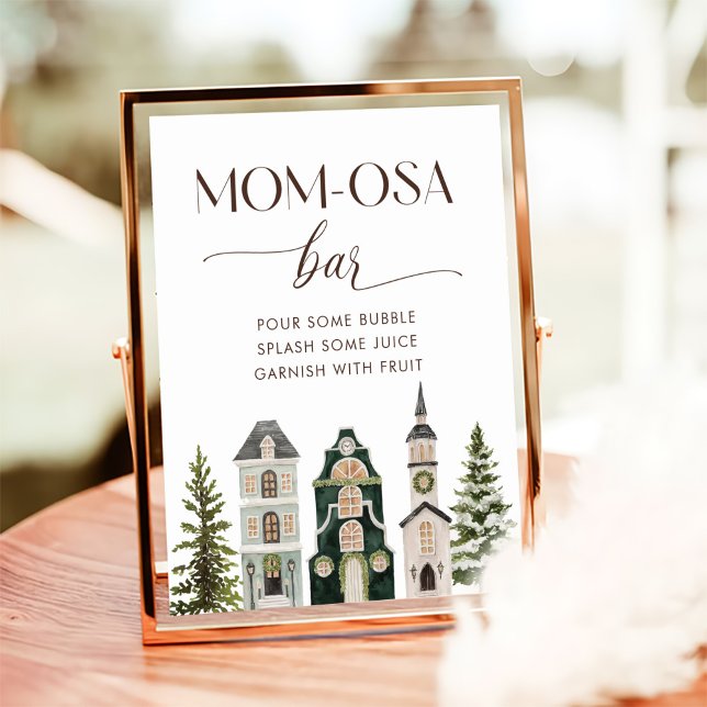 Affiche It Takes a Village Winter Baby Shower Mom-osa Bar (Créateur téléchargé)