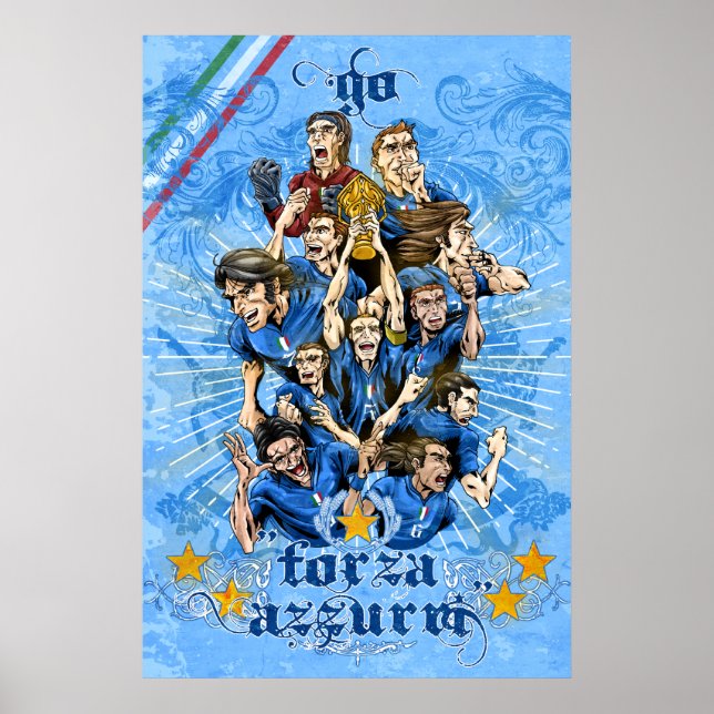 Affiche Italia Forza Azzurri Soccer Calcio art - Alejandro (Devant)