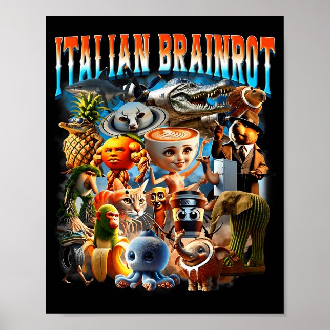 Affiche Italian Brainrot Characters Funny Meme Pular Trend (Devant)