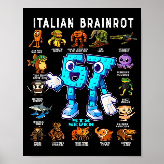 Affiche Italian Brainrot Funny 67 Meme Birthday Decoration (Devant)