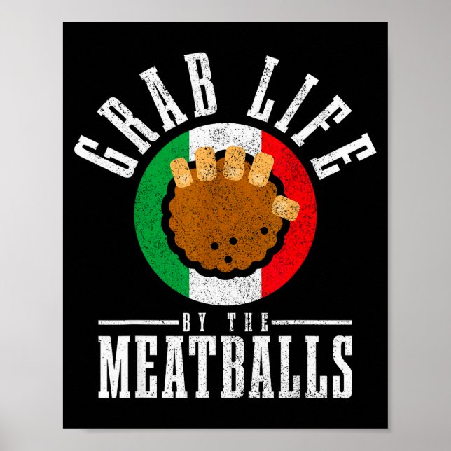 Affiche Italian Chef Grab Life By The Meat Funny Italy Ita (Devant)