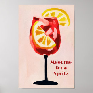 Affiche Italian Cocktail Happy Hour Vintage Retro Colorful