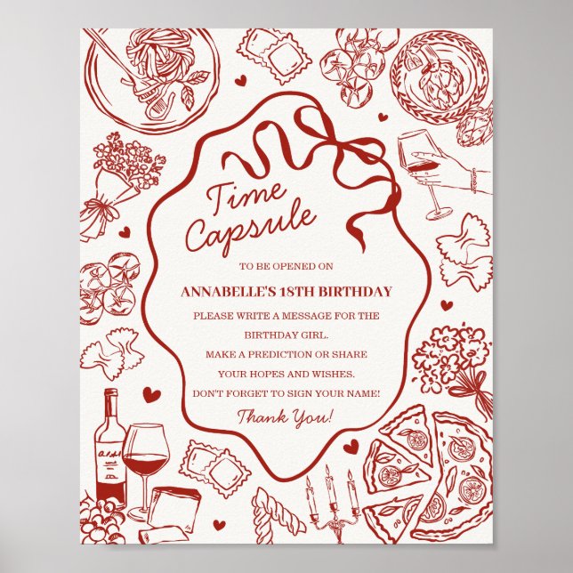 Affiche Italian Pasta Baby Shower Time Capsule Game (Devant)