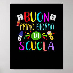Affiche Italian Teacher Happy First Day Of School Back To
