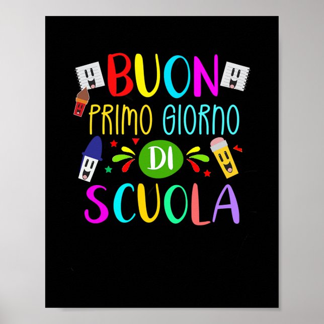 Affiche Italian Teacher Happy First Day Of School Back To (Devant)
