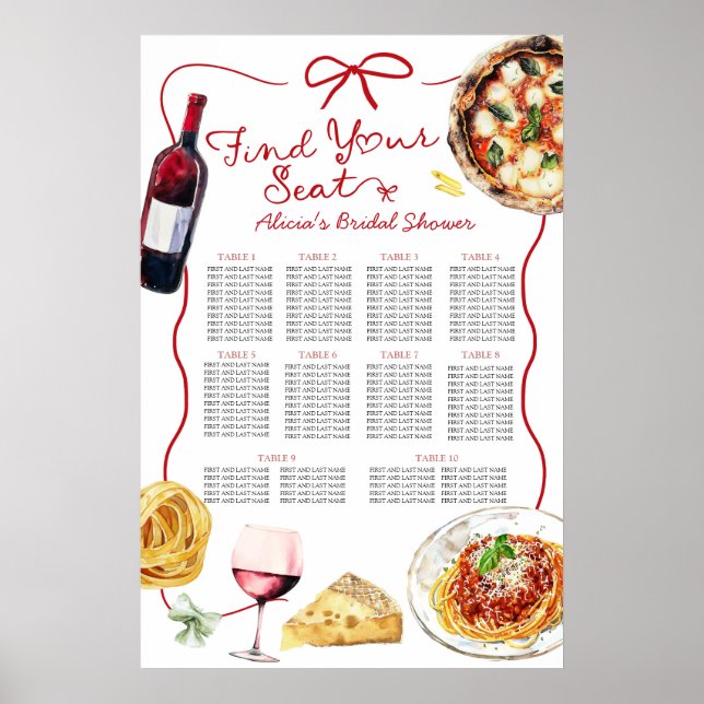 Affiche Italian That's Amore Bridal Shower Seating Chart (Devant)