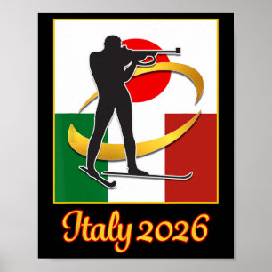 Affiche Italie 2026 Biathlon Japon Italie drapeaux 2026 hi