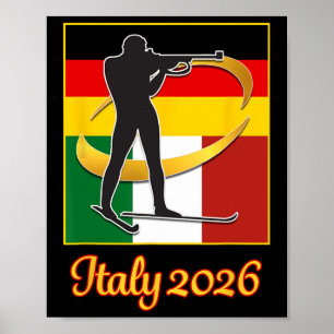 Affiche Italie 2026 Biathlon Japon Italie drapeaux 2026 hi