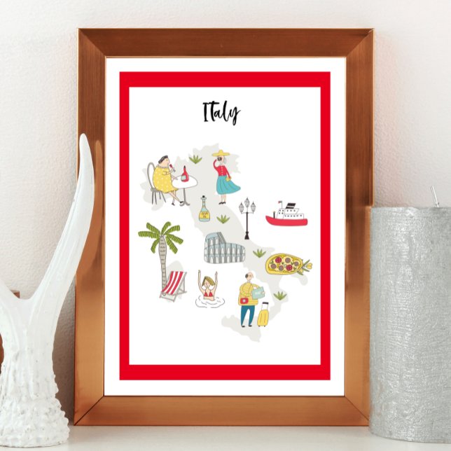 Affiche Italie Activités Carte illustrée (Créateur téléchargé)