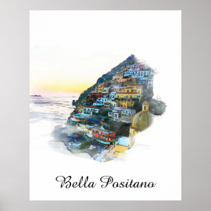 Affiche *~* Italie Bella Positano Langue italienne AP12