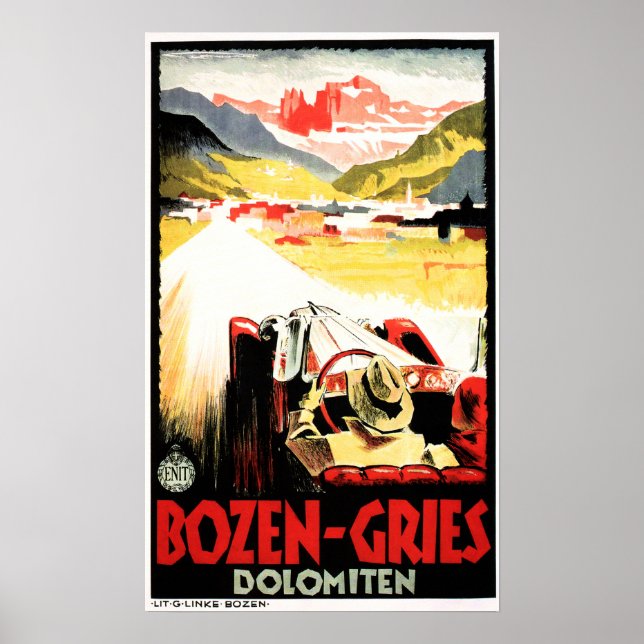 Affiche Italie BOZEN GRIES DOLOMITEN Vintage Car Racing (Devant)