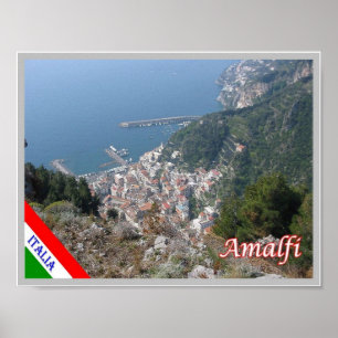 Affiche Italie - Campanie - Amalfi - Vue aérienne -