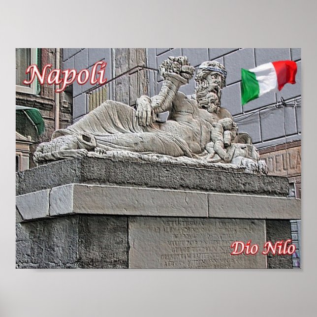 Affiche Italie - Campanie - Naples - Statue Dieu du Nil - (Devant)
