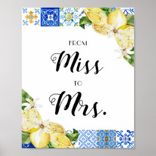 Affiche Italie Carreaux bleus citrons de Miss à Mme Signer