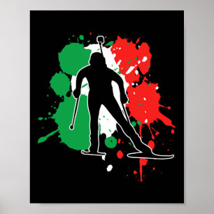 Affiche Italie Drapeau Biathlonist - Biathlon Italien
