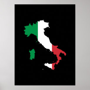 Affiche Italie en couleurs du drapeau