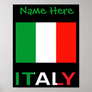 Affiche Italie Et Drapeau Italien Vert Personnalisation Ho