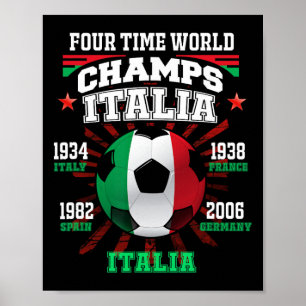 Affiche Italie Football Avec Des Années De Coupe Pour Les 