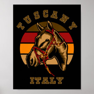 Affiche Italie Horseck Horse Style Rétro Toscane Equ