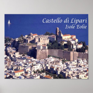 Affiche Italie - Îles Éoliennes - Lipari - Château -