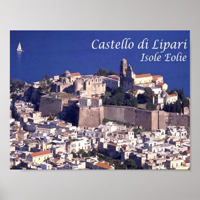 Affiche Italie - Îles Éoliennes - Lipari - Château - (Devant)