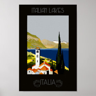 Affiche Italie Lac italien Vintage voyage rétro