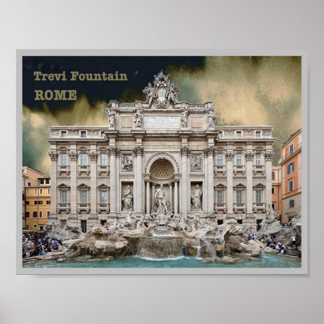 Affiche Italie - Latium - Rome - Fontaine de Trevi - (Devant)