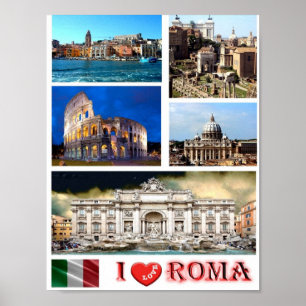Affiche Italie - Latium - Rome - I Love -