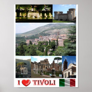 Affiche Italie - Latium - Tivoli - I Love -