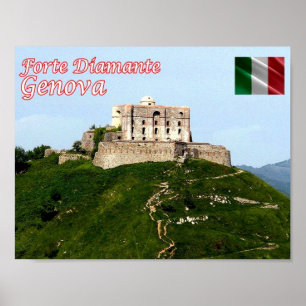 Affiche Italie - Ligurie - Gênes - Forte Diamante -