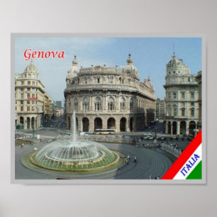 Affiche Italie - Ligurie - Gênes - Piazza Ferrari -