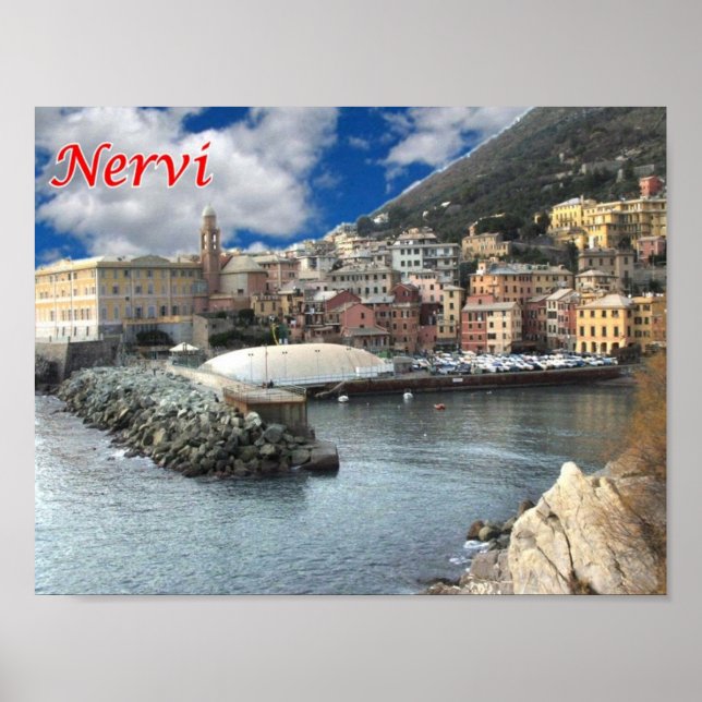 Affiche Italie - Ligurie - Nervi - Marina - (Devant)