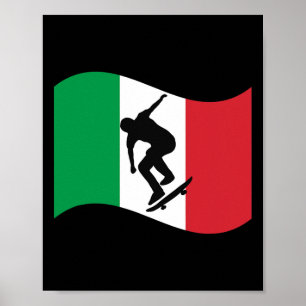 Affiche Italie Planche à roulettes Graphique Drapeau Natio