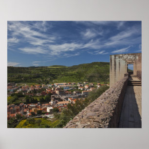 Affiche Italie, Sardaigne, Bosa. Vue sur la ville de Caste